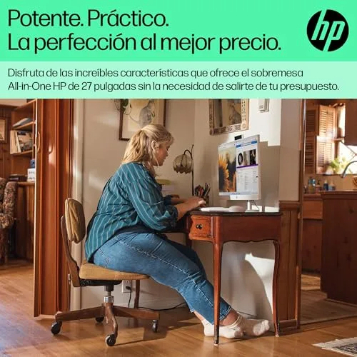 HP ▫️ All-in-One 27-cr0007ss - Computador de secretária de 27" Full HD com câmara, teclado e rato sem fios (AMD Ryzen 5 7520U, 16 GB de RAM, SSD de 512 GB, Windows 11 Home) Branco 5