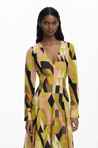 Desigual ▫️ Vest_geometria_l Vestido Casual para Mulher 4