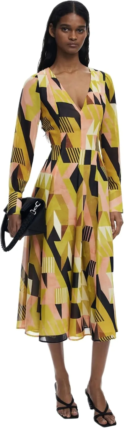 Desigual ▫️ Vest_geometria_l Vestido Casual para Mulher