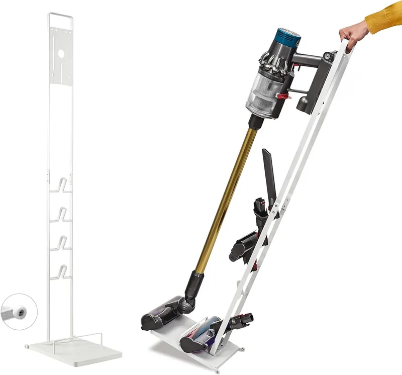 MORANGO ▫️ Suporte para aspirador de pó compatível com Dyson V15 V12 V11 V10 V8 V7 V6 - DC45/ DC35/ DC58/ DC59/ DC62/ DC74- Organizador de armazenamento no chão com rodas sem furar a parede.