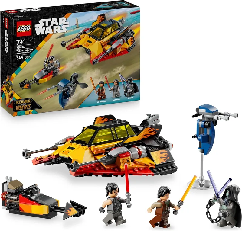 LEGO ▫️ Star Wars Speeder de Neve Force Burner - Brinquedo de construção com 3 minifiguras com sabres laser e moto de brincar - Presente para crianças a partir dos 7 anos e fãs do conjunto «Reconstrua a Galáxia» 75414