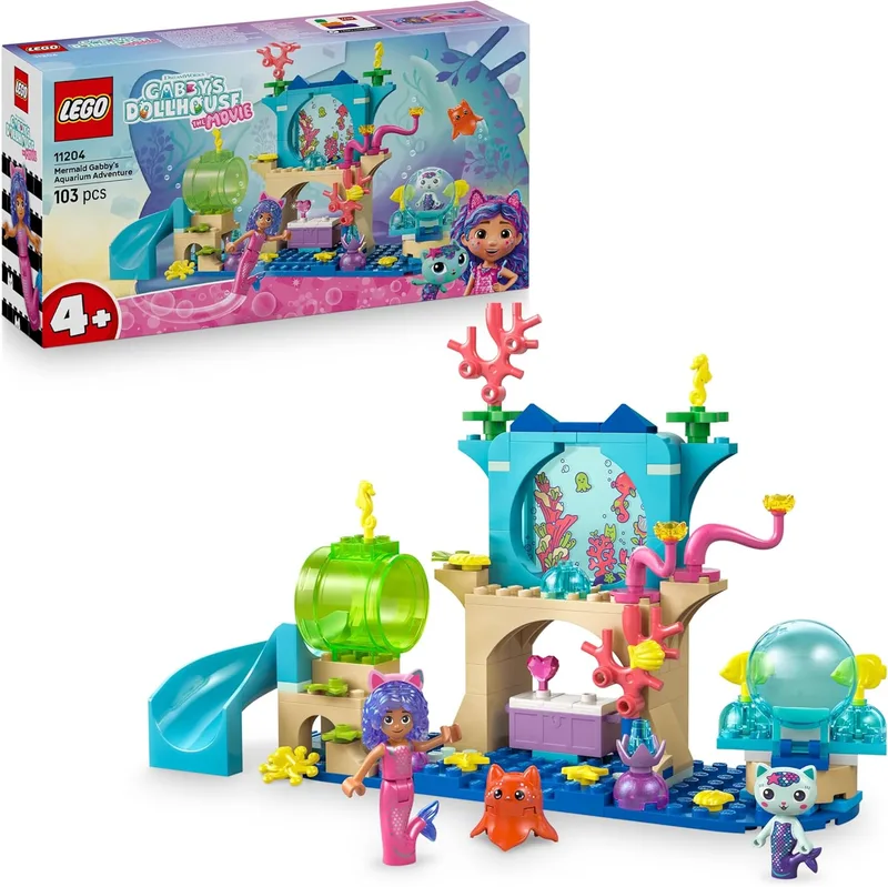LEGO ▫️ Gabby's Dollhouse Gabby's Mermaid Aquarium Adventure - Brinquedo com a Mini Boneca Gabby, Figura Siregata e Acessórios - Prenda para Meninas a partir dos 4 anos Fãs do Filme 11204