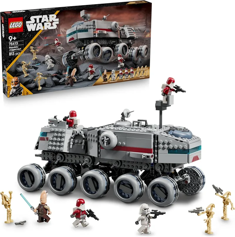 LEGO Star Wars 75413 Republic Juggernaut - Brinquedo de construção com 3 figuras de dróides e 5 minifiguras, incluindo Ki-Adi-Mundi com espada laser - Prenda Clone Wars para crianças com mais de 9 anos