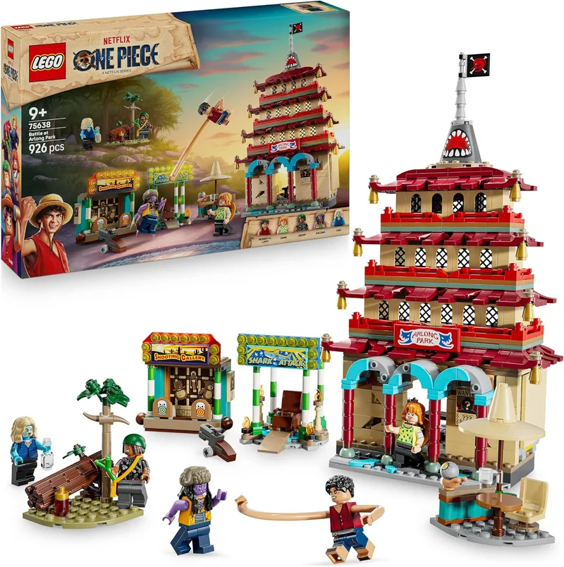 LEGO ▫️ One Piece Batalha no Parque Arlong - Conjunto interativo com 5 minifiguras, incluindo Luffy e Nami - Pagode que se desmorona - Prenda para Rapazes e Raparigas com mais de 9 anos - Decoração Anime 75638