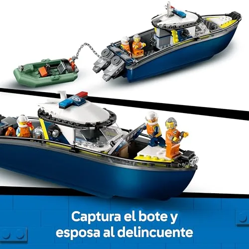 LEGO ▫️ City Perseguição em Barco da Polícia - Jogo policial com 2 barcos de brincar, 3 minifiguras e uma figura de tubarão - Presente para meninos e meninas a partir dos 6 anos 60456 5