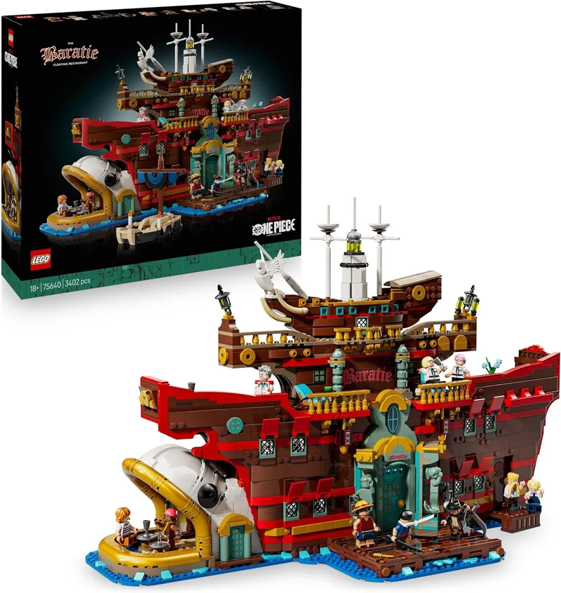 LEGO One Piece Restaurante Flutuante Baratie - Modelo de Navio para Adultos - Decoração Anime com Interior Detalhado e 10 Minifiguras Inc. Luffy, Nami e Sanji - Prenda para Fãs 75640