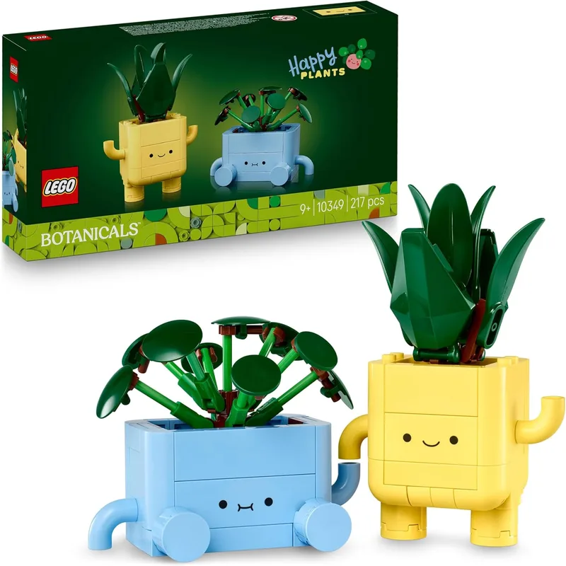 LEGO ▫️ Botanicals Plantas Felizes - Decoração para estantes e quartos de jovens - Brinquedo com 2 plantas artificiais coloridas e com caras de desenhos animados - Presente para meninas a partir dos 9 anos 10349