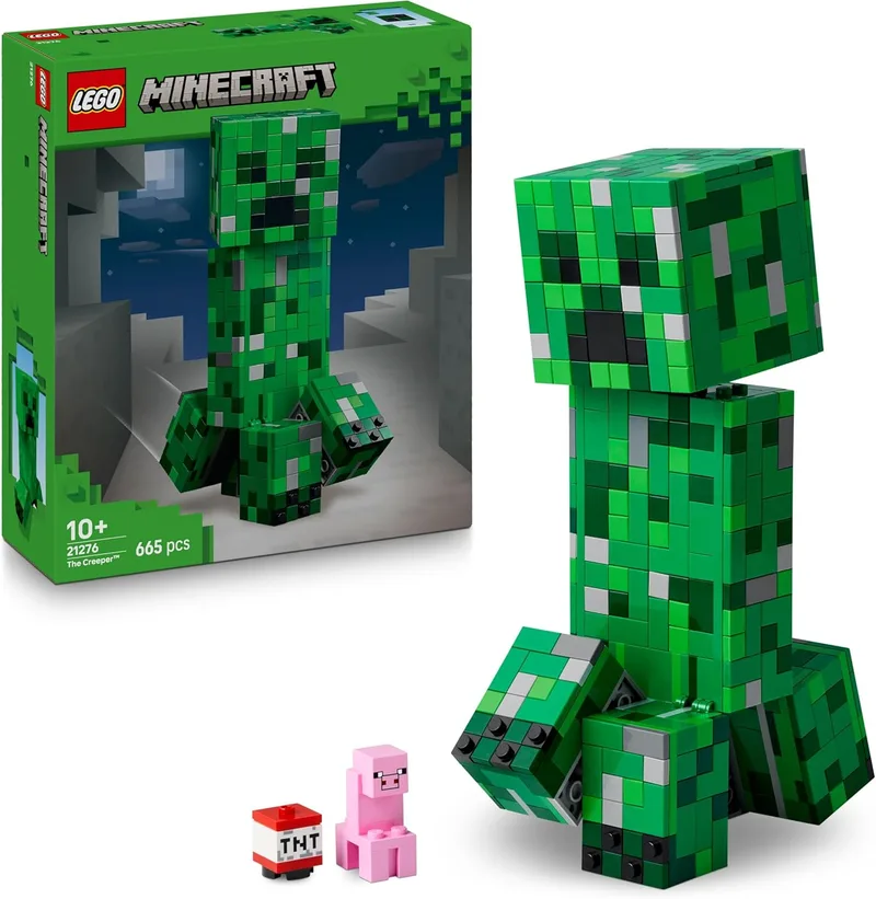 LEGO Minecraft The Creeper - Figura Articulada com Compartimento Escondido, Porco e Dinamite - Prenda de Jogador para Rapazes, Raparigas e Adolescentes 10+ - Decoração de Sala de Jogos 21276