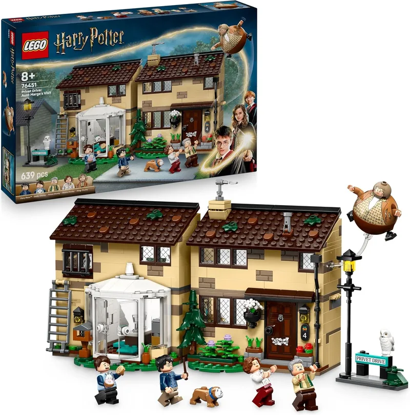 LEGO ▫️ Harry Potter Privet Drive: Visita da Tia Marge - Casa de brincar com 5 minifiguras e uma figura insuflável da Tia Marge - Presente para meninas e meninos a partir dos 8 anos, fãs de «O Prisioneiro de Azkaban» 76451