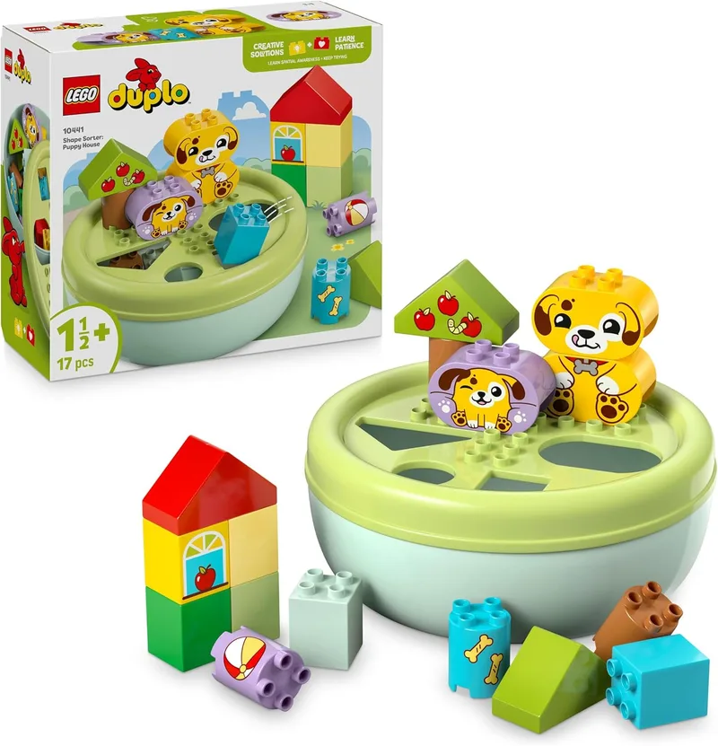 LEGO ▫️ DUPLO O Meu Primeiro Classificador de Formas: Casa dos Cachorrinhos - Brinquedo Educativo para Crianças - Peças de Várias Cores e Formas - Jogo para o Desenvolvimento da Motricidade Fina para Meninos e Meninas a partir dos 18 meses 10441