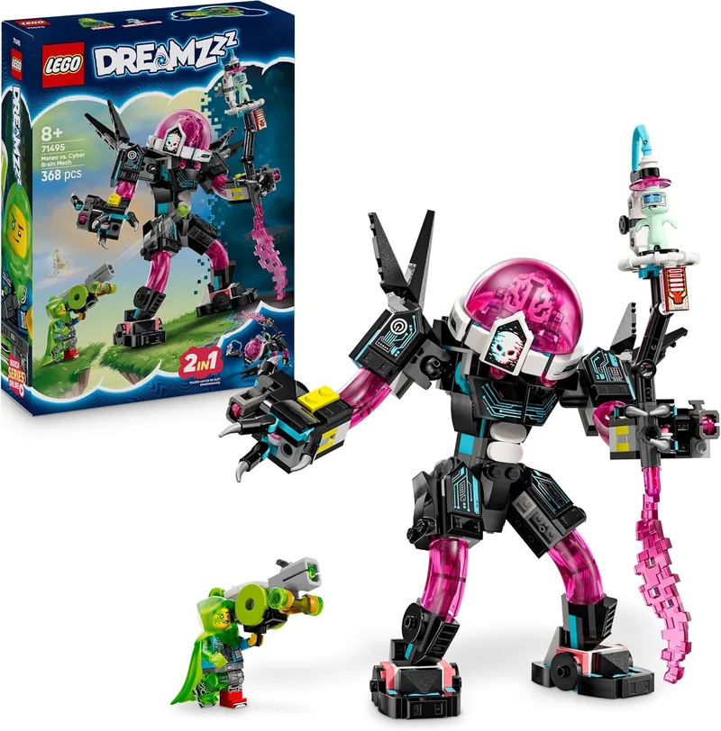 LEGO ▫️ DREAMZzz 2 em 1 Mateo vs. Meca com Cibercerebro - Robô de brincar modular convertível numa figura de escorpião - Minifiguras e Dreamling - Presente para meninos e meninas a partir dos 8 anos 71495