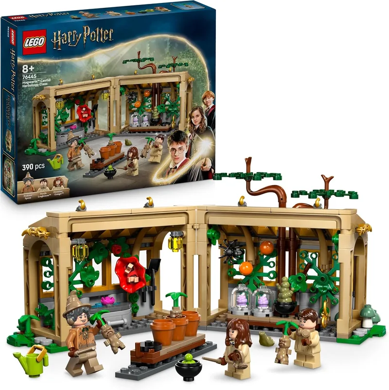 LEGO ▫️ Harry Potter Castelo de Hogwarts: Aula de Herbologia - Minifiguras de Neville Longbottom, Hermione Granger e Prof. Sprout - 3 Mandrágoras de Brinquedo - Presente para meninas e meninos a partir dos 8 anos 76445