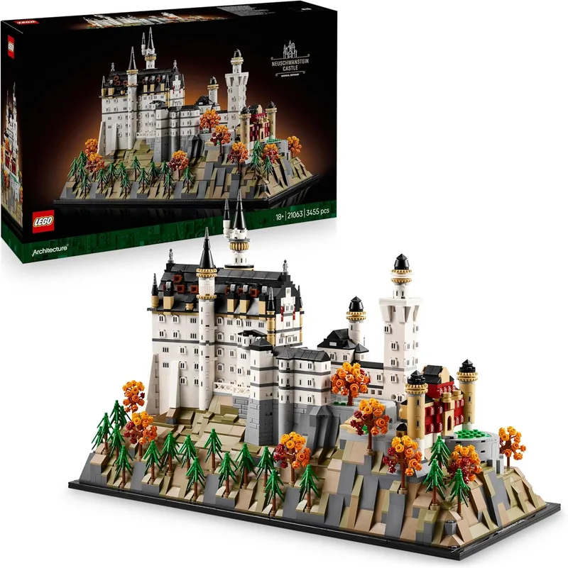 LEGO ▫️ Architecture Castelo Neuschwanstein - Modelo DIY para Coleccionadores Adultos com Torres, Pátios e Interior Detalhado - Presente Monumento para Homens e Mulheres - Decoração de Casa 21063