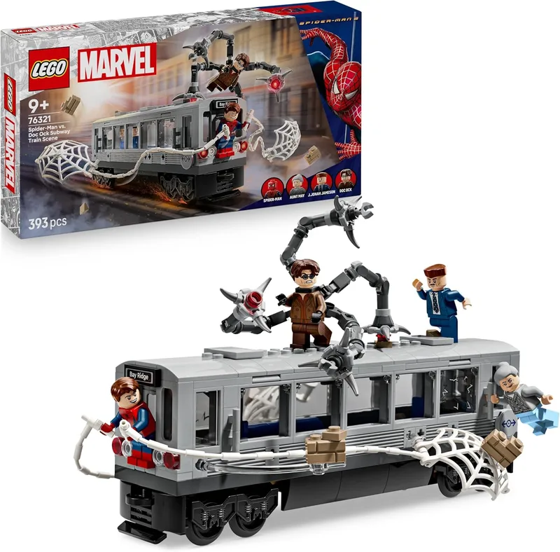 LEGO ▫️ ǀ Marvel Spider-Man vs. Doc Ock: Cena de trem subterrâneo - Brinquedo de super-herói com 4 minifiguras - Presente colecionável para crianças com mais de 9 anos de idade Fãs de filmes 76321