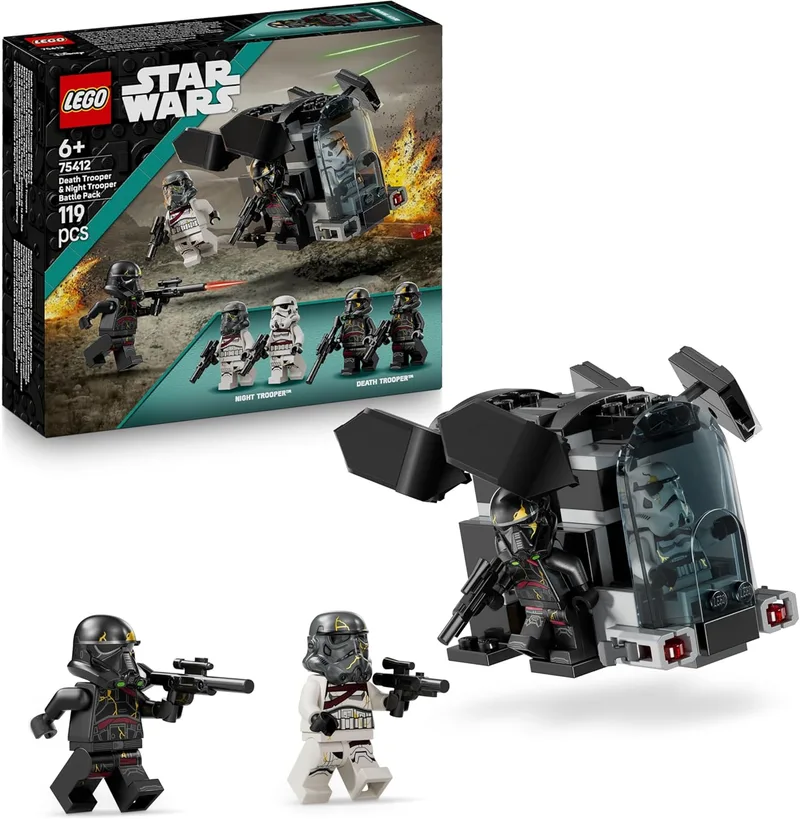 LEGO ▫️ Star Wars 75412 Pacote de Combate: Soldado da Morte e Soldado Noturno - Brinquedo Drop Ship e 4 Minifiguras com blasters - Prenda para Rapazes e Raparigas com mais de 6 anos Fãs de Ahsoka