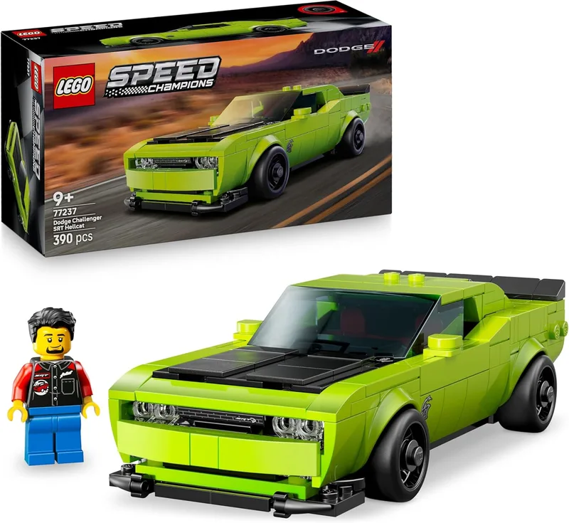LEGO ▫️ Speed Champions Dodge Challenger SRT Hellcat - Brinquedo para carros desportivos - Kit de modelos com minifigura de condutor - Prenda de aniversário para crianças com mais de 9 anos 77237