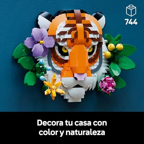 LEGO ▫️ Art Coleção Fauna: Tigre - Maquete 3D para adultos com decoração floral «Botanical» - Decoração para a casa e o escritório - Quadro de tigre - Presente para mulheres e homens 31217 2