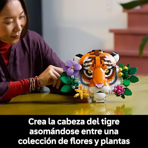 LEGO ▫️ Art Coleção Fauna: Tigre - Maquete 3D para adultos com decoração floral «Botanical» - Decoração para a casa e o escritório - Quadro de tigre - Presente para mulheres e homens 31217 3