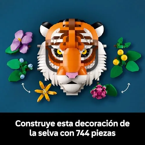 LEGO ▫️ Art Coleção Fauna: Tigre - Maquete 3D para adultos com decoração floral «Botanical» - Decoração para a casa e o escritório - Quadro de tigre - Presente para mulheres e homens 31217 4