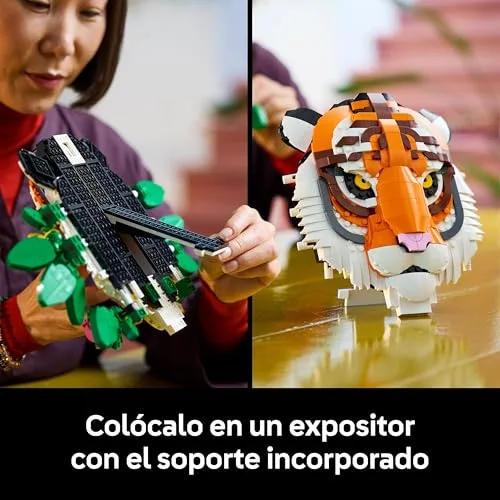 LEGO ▫️ Art Coleção Fauna: Tigre - Maquete 3D para adultos com decoração floral «Botanical» - Decoração para a casa e o escritório - Quadro de tigre - Presente para mulheres e homens 31217 6