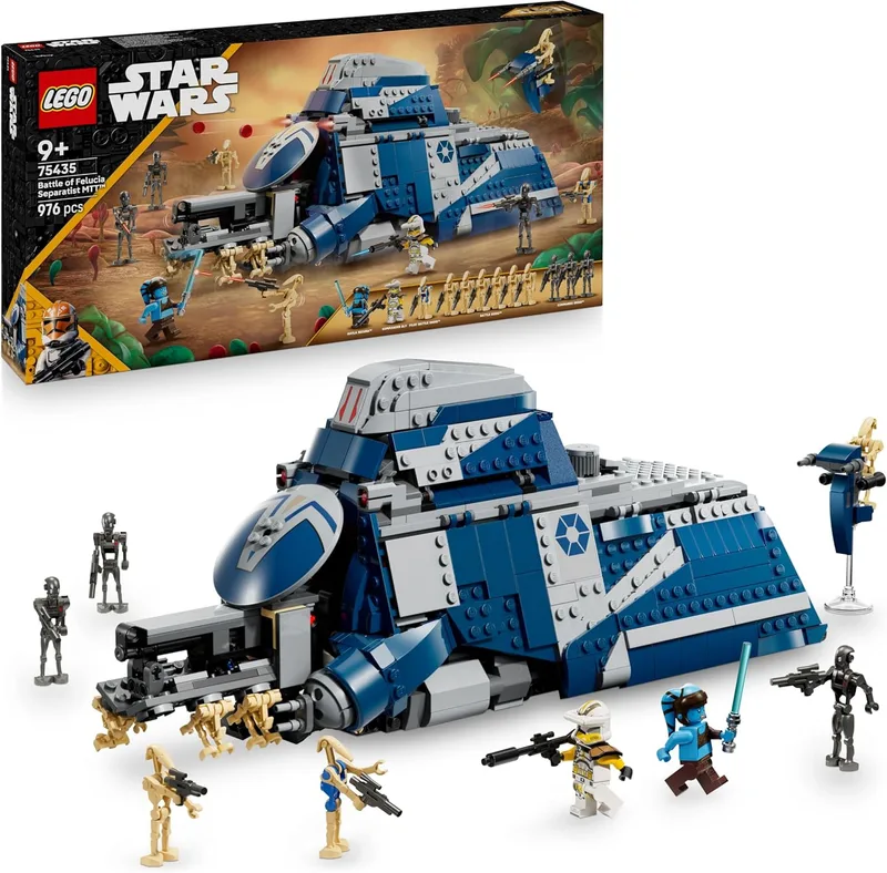 LEGO ▫️ Star Wars 75435 MTT Separatista da Batalha de Felucia - Brinquedo interativo com Speeder, 2 minifiguras e 10 figuras de dróides - Presente para crianças a partir dos 9 anos, fãs de As Guerras Clônicas