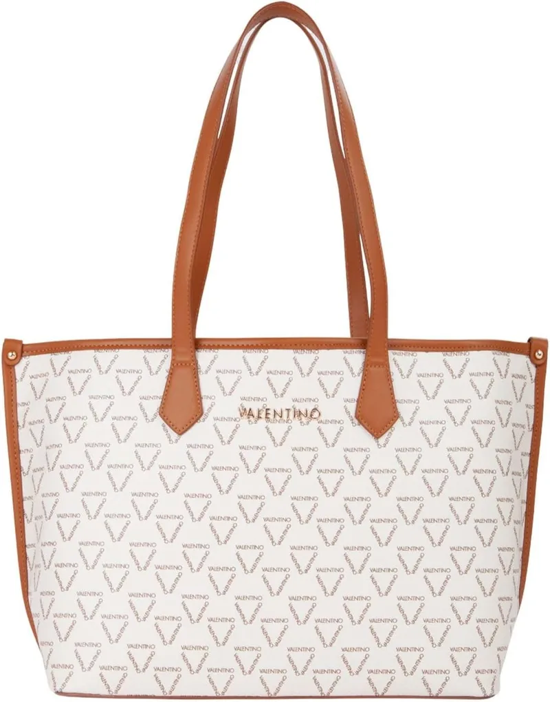 Valentino ▫️ Lady RE, Mala de mão para mulher, Bianco/Cuoio