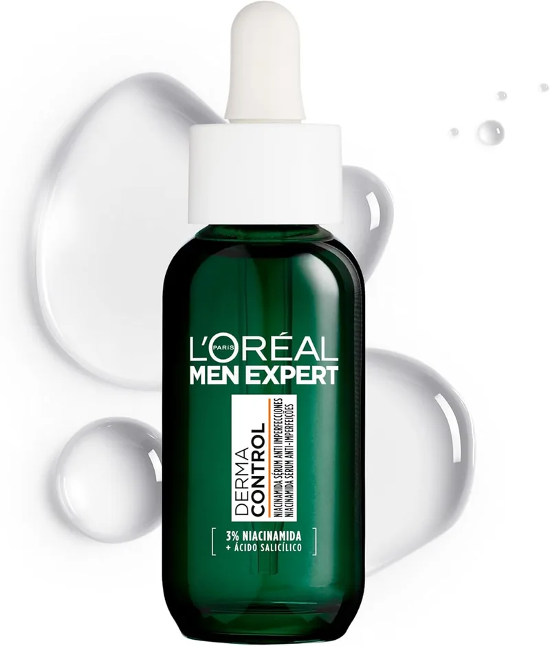 L'Oreal Paris ▫️ L'ORÉAL Paris Men Expert Derma Control Sérum Anti-Imperfeições com Niacinamida e Ácido Salicílico, para homens com pele oleosa e com tendência acneica. Reduz as manchas e as marcas pós-acne
