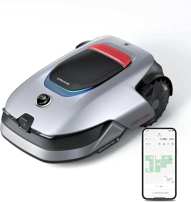 DREAME ▫️ A2 3000 – Cortador de relva robótico sem fios com sensor perimetral, LiDAR 3D de 360° com câmara de IA, mapeamento de relva Dual Fusion para relvados até 3000 m², deteção de obstáculos, EdgeMaster