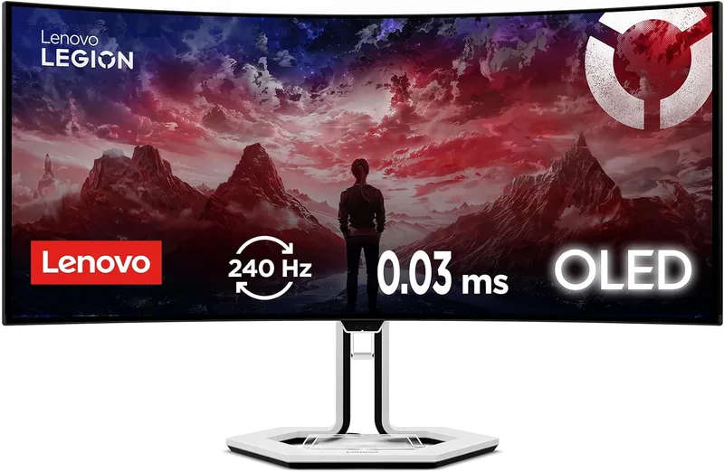 Lenovo ▫️ Legion Pro 34WD-10 – Monitor curvo para jogos WQHD de 34" OLED (240 Hz, 0,03 ms MPRT, 21:9, HDMI 2.1 + DP 1.4, AMD FreeSync Premium Pro, VESA 100 x 100 mm) Suporte com ajuste de inclinação/altura/rotação – Branco