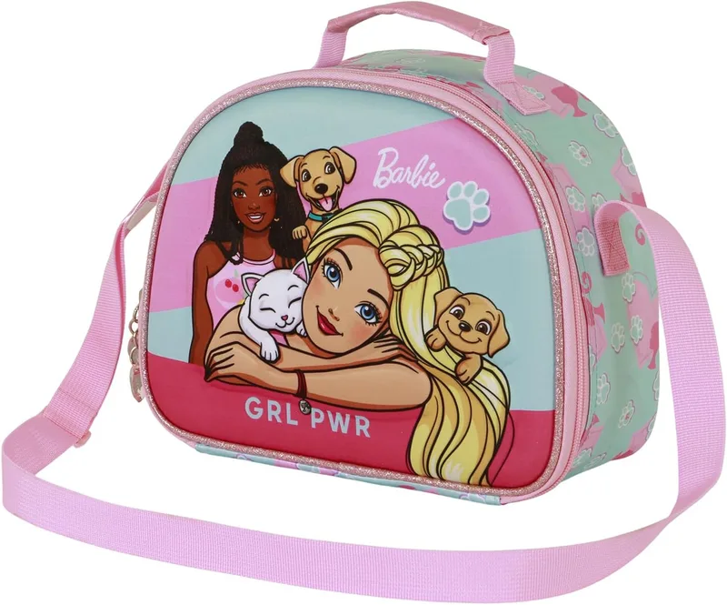 KARACTERMANIA ▫️ Saco de almoço Barbie Pets-3D, cor-de-rosa, 26 x 20 cm