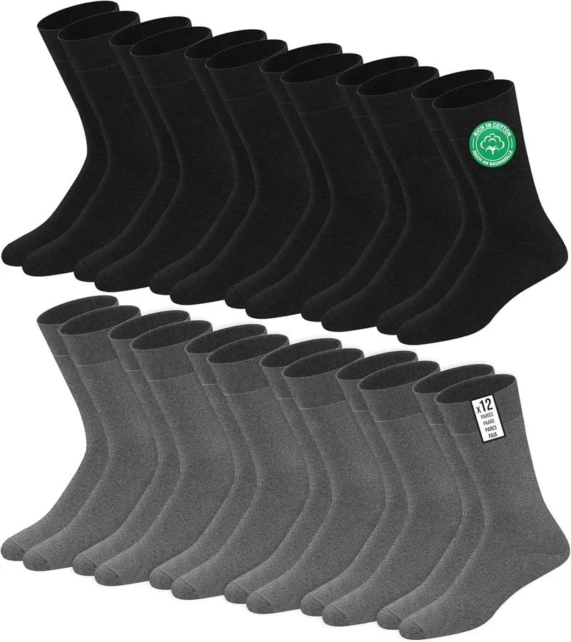 SOXCO ▫️ Meias de algodão para homem, conjunto de 12 pares