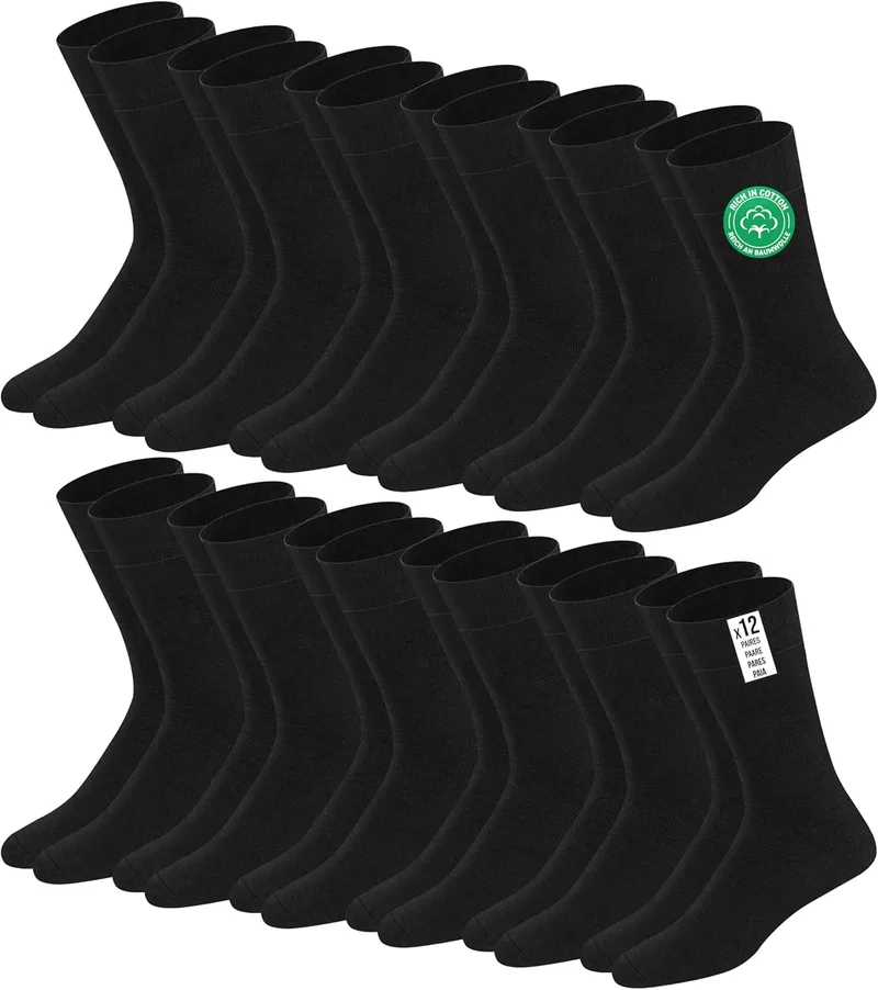 SOXCO ▫️ Meias de algodão para homem, até à panturrilha, embalagem de 12 pares