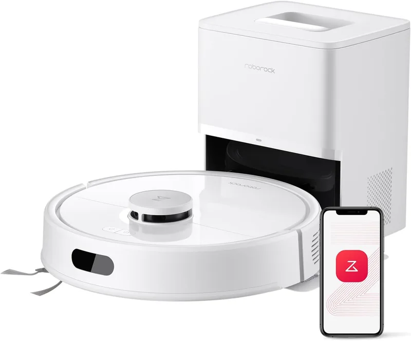 roborock ▫️ Aspirador e esfregão Q7 L5+ Robot 8000 Pa, aspiração automática durante 7 semanas, sistema anti-emaranhado duplo, navegação PreciSense LiDAR, pisos duros, alcatifas e pêlos de animais, branco