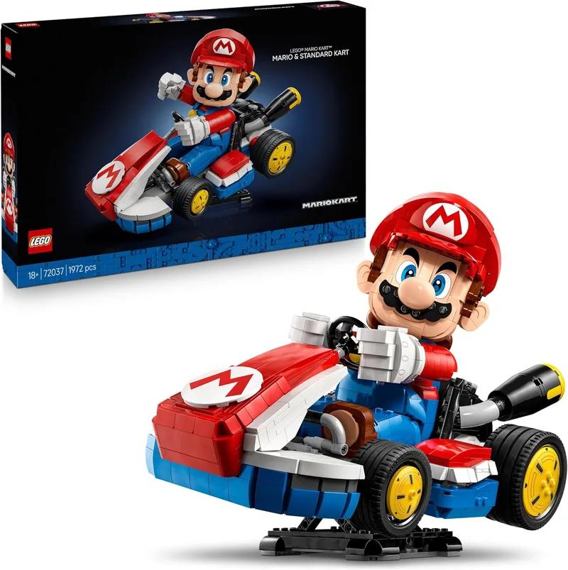 LEGO ▫️ Mario Kart: Mario e Kart Padrão - Maquete de carro para adultos com figura articulada - Conjunto Nintendo para fãs de videojogos - Presente para gamers 72037