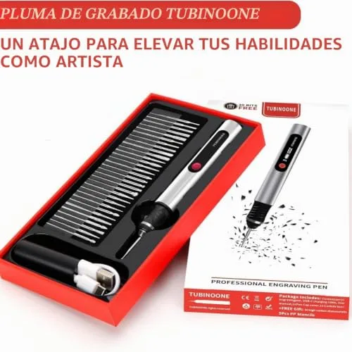 TUBINOONE ▫️ Caneta de gravação, o gravador portátil sem fios definitivo para artistas e entusiastas do bricolage, grava em mais de 50 superfícies, adequado para principiantes, recarregável, 30 pontas gratuitas 7