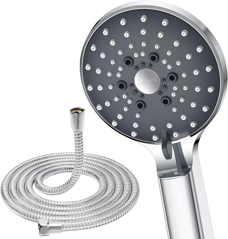 YEAUPE PRO ▫️ Chuveiro de mão com 6 jactos, com mangueira de 1,6 m, com função anti-calcário, cromado