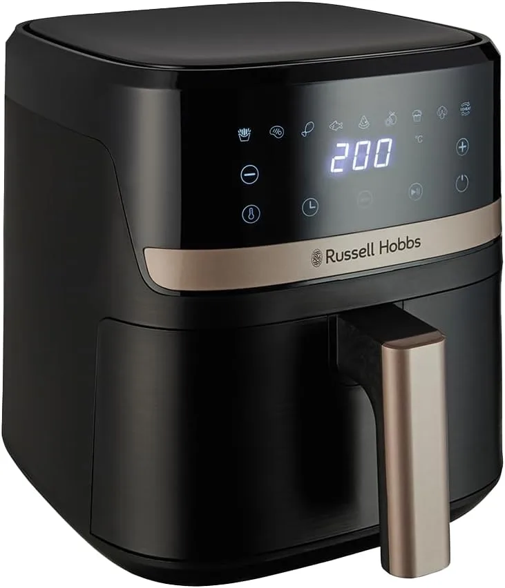Russell Hobbs ▫️ Fritadeira de ar quente fritadeira sem óleo de 4,3 l, Air Fryer, 9 programas, máx. 200 °C, Rapid Air, ecrã tátil, assar, cozer, grelhar, acessórios laváveis na máquina de lavar louça, 1300 W, Satisfry 27610-56