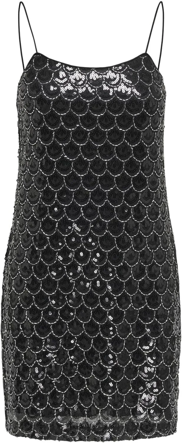 ONLY ▫️ Strap Sequins Dress Onlbrielle Wvn - Vestido com lantejoulas e alça para mulher