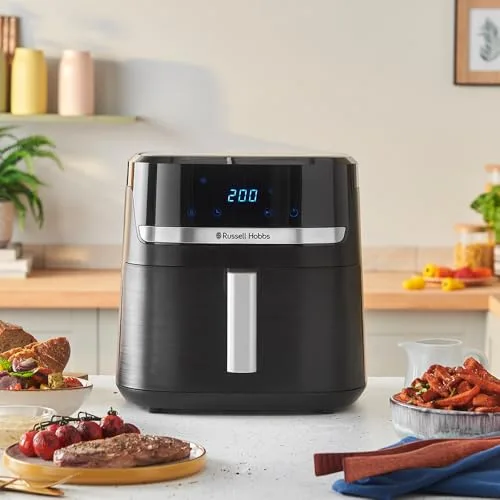 Russell Hobbs ▫️ Fritadeira de Ar Quente, Air Fryer, Fritadeira sem Óleo 8,3 L, XXL [tamanho compacto, baixo nível de ruído, pizzas de 26 cm] Satisfry (peças laváveis na máquina de lavar louça, ecrã tátil, grelhador) 27632-56 5