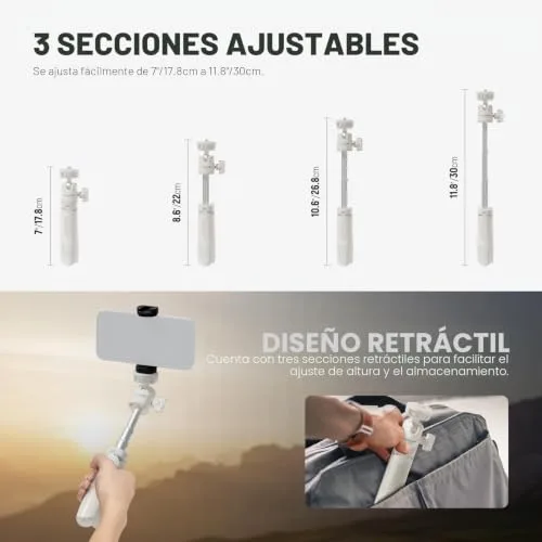 NEEWER ▫️ TP43 - Mini-tripé de secretária compatível com iPhone, GoPro, Insta360 e DJI, com cabeça esférica de 360°, eixo central elevado, pequena câmara de secretária portátil em metal, suporte para vlog 2