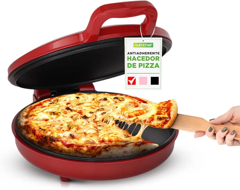 Nutrichef ▫️ Mini forno de pizza Tamanho pessoal 30 cm, 1500V, Elétrico, Antiaderente, Poupança de espaço, Ideal também para tostadas, quesadillas, tortilhas e muito mais