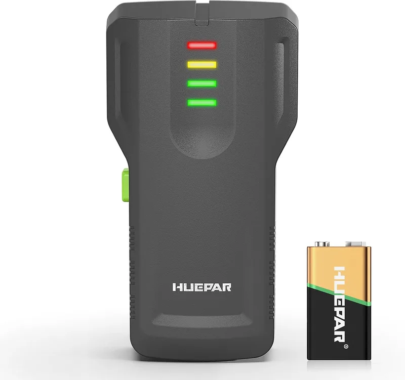 Huepar ▫️ Detetor de madeira e tubagens, com indicador luminoso LCD de quatro níveis e alarme sonoro