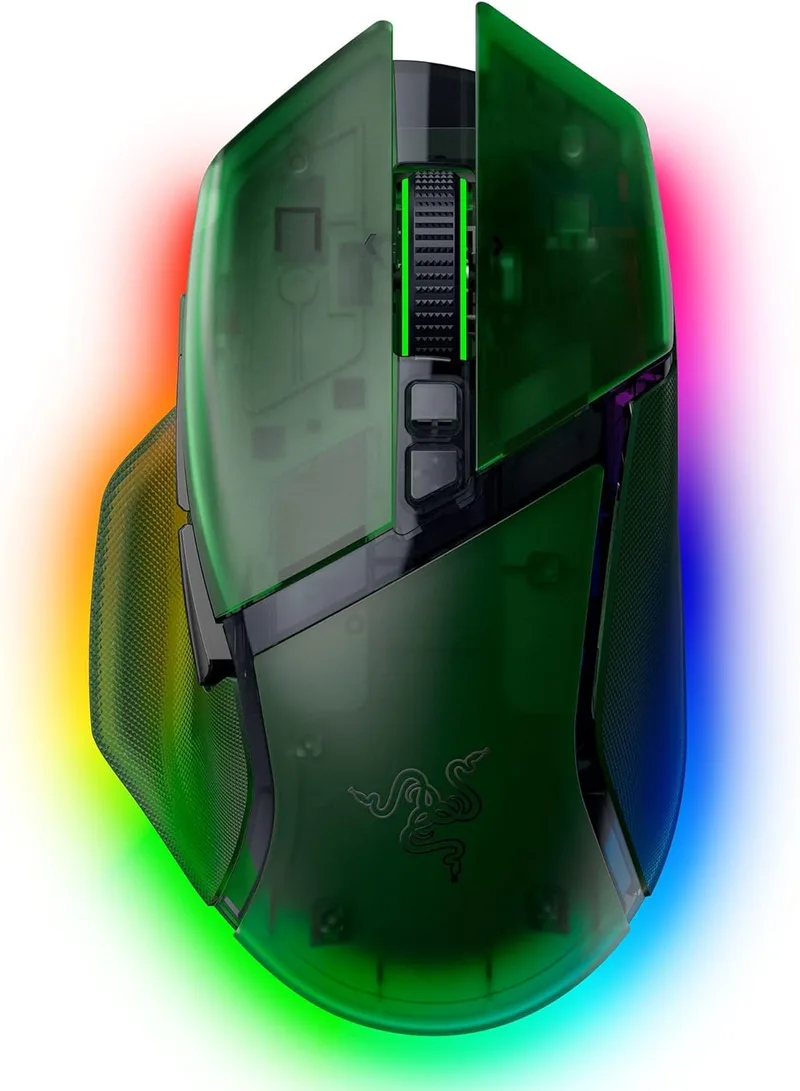 Razer ▫️ Basilisk V3 Pro 35K Phantom Green Edition - Rato de jogos RGB ergonómico sem fios totalmente personalizável (roda de 4 direções, sensor de 35 000 dpi, 13 botões) Phantom Green