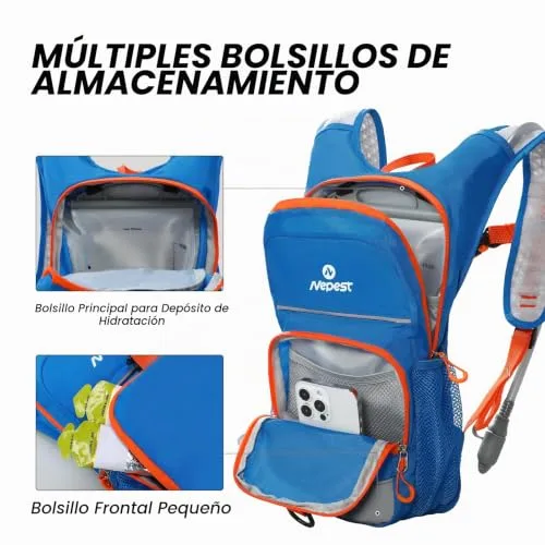 Nepest ▫️ Mochila infantil de hidratação, bolsa de água de 1,5 litros, garrafa respirável, com faixas refletoras e alças ajustáveis 2