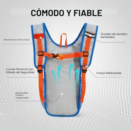 Nepest ▫️ Mochila infantil de hidratação, bolsa de água de 1,5 litros, garrafa respirável, com faixas refletoras e alças ajustáveis 3