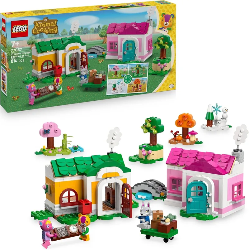 LEGO ▫️ Animal Crossing Casas Criativas: Diversão Sazonal - Brinquedo de Modelo de Casa 2 em 1 e Minifiguras de Patches, Rosalina e Fang - Prenda de Jogador para Raparigas e Rapazes a partir dos 7 anos 77057