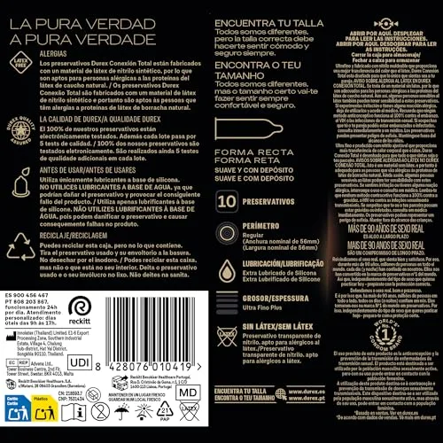Durex ▫️ Conexión Total – Preservativo Ultra Fino Plus sem látex, com tecnologia Body Feel que transmite melhor o calor corporal, 20 preservativos 2