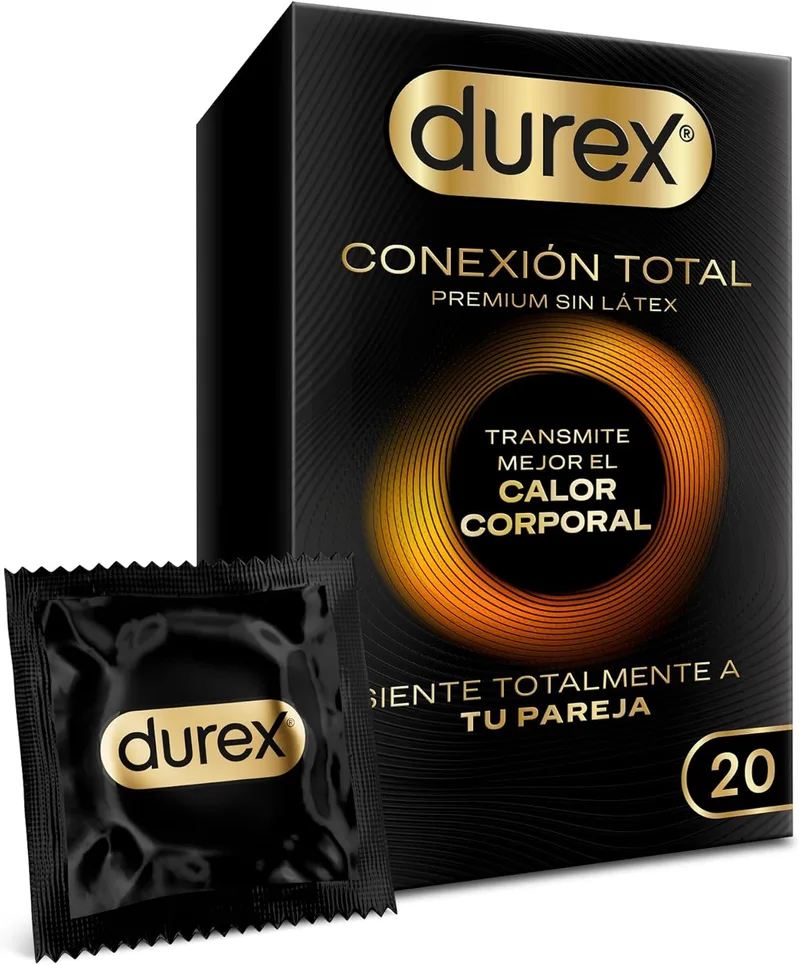Durex ▫️ Conexión Total – Preservativo Ultra Fino Plus sem látex, com tecnologia Body Feel que transmite melhor o calor corporal, 20 preservativos