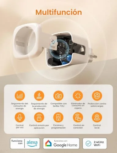 Refoss ▫️ Tomada inteligente com monitorização de energia, tomada inteligente Wi-Fi com monitorização solar, tarifa TOU, proteção contra sobrecorrentes e sobreaquecimento, compatível com Alexa 2