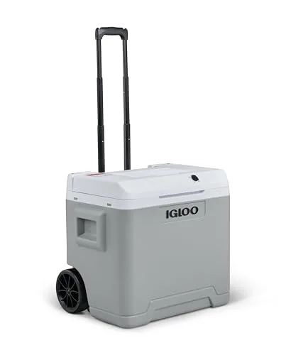 Igloo ▫️ IE42 Frigorífico Elétrico, 12 V e 230 V, 42 L – Mini-frigorífico compacto para carro, campismo, viagens, barco e festivais – com rodas, pega telescópica, compartimento para cabos e modo Eco/MAX 7